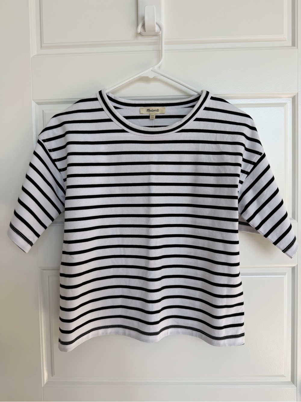 Madewell Striped Tee Black White Cotton Top XXS NWT Oversized